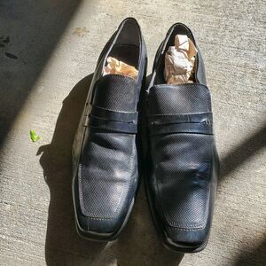 Reaction Kenneth Cole Shoes 10.5M Casual Loafers Black Leather Slip On Low Top